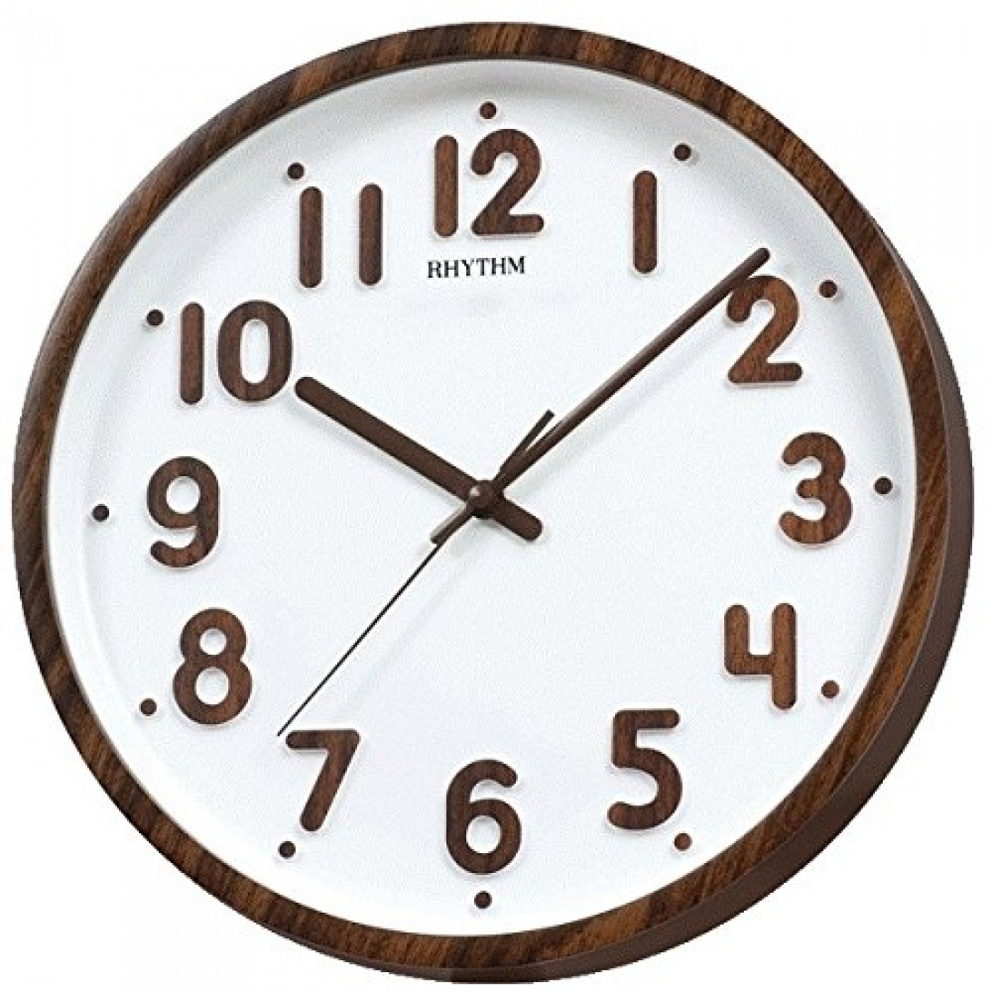 Rhythm(Japan) 3D Numerals Silent Silky Move Wall Clock